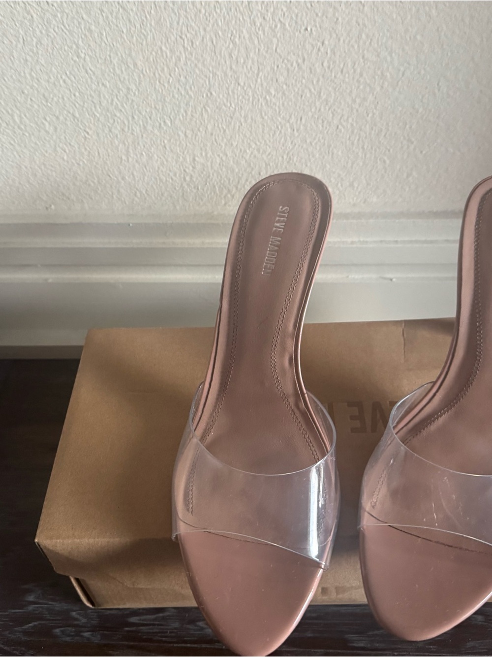 Steve Madden Blush Slide Mule with Clear Straps - Picture 4 of 5
